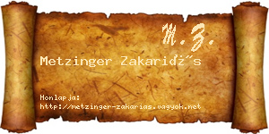 Metzinger Zakariás névjegykártya